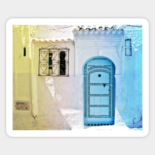 A blue door in the beautiful village of Chefchaouen Sticker